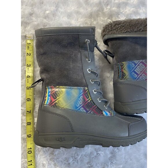 UGG 1120934K BUTTE II CHROMATIC Gray Snow Boots Size 4 Fleece Lined Warm - Picture 9 of 10